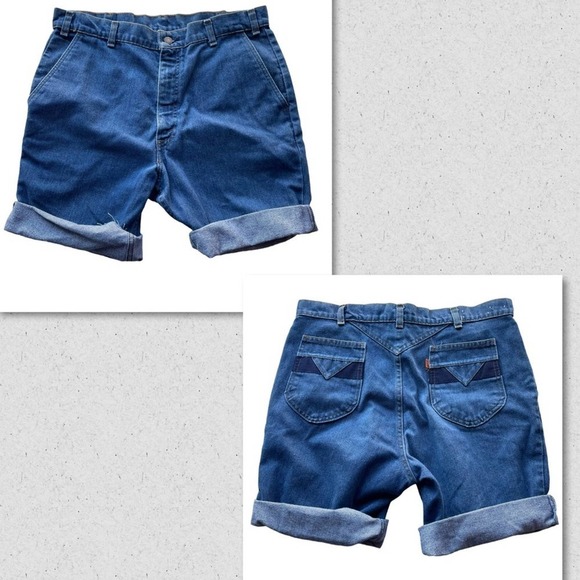 Levis Vintage 80’s Orange Tab 514 Denim Trouser Jean Short Blue Size 36W 10/12 - Picture 6 of 6